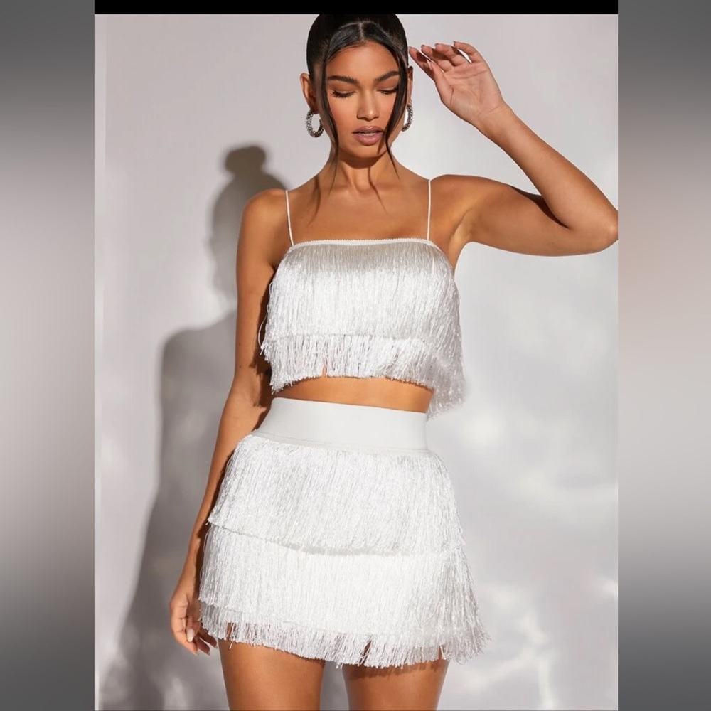 SHEIN Fringe Trim Cami Top & Skirt